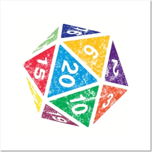 RPG Dice d20 | Distressed Multi Color Posters and Art